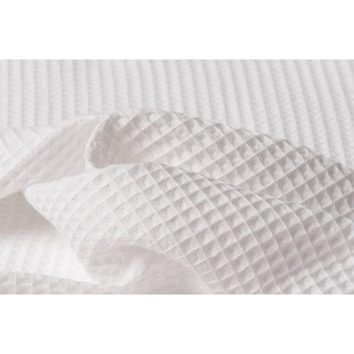 Waffle Cloth 100% cotton, weight 220g/m², width 150cm, white. Roll 100m photo 1