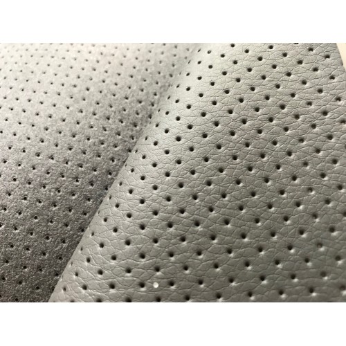 High Quality Perforated PU Leather, width 140cm, Gray.