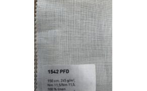 Lina audums balts (100% lins), TT 1542 PFD, bl.245g/m², pl.150cm. Cena par tek.m. ar PVN. 