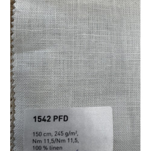 Lina audums balts (100% lins), TT 1542 PFD, bl.245g/m², pl.150cm. Cena par tek.m. ar PVN. foto 1