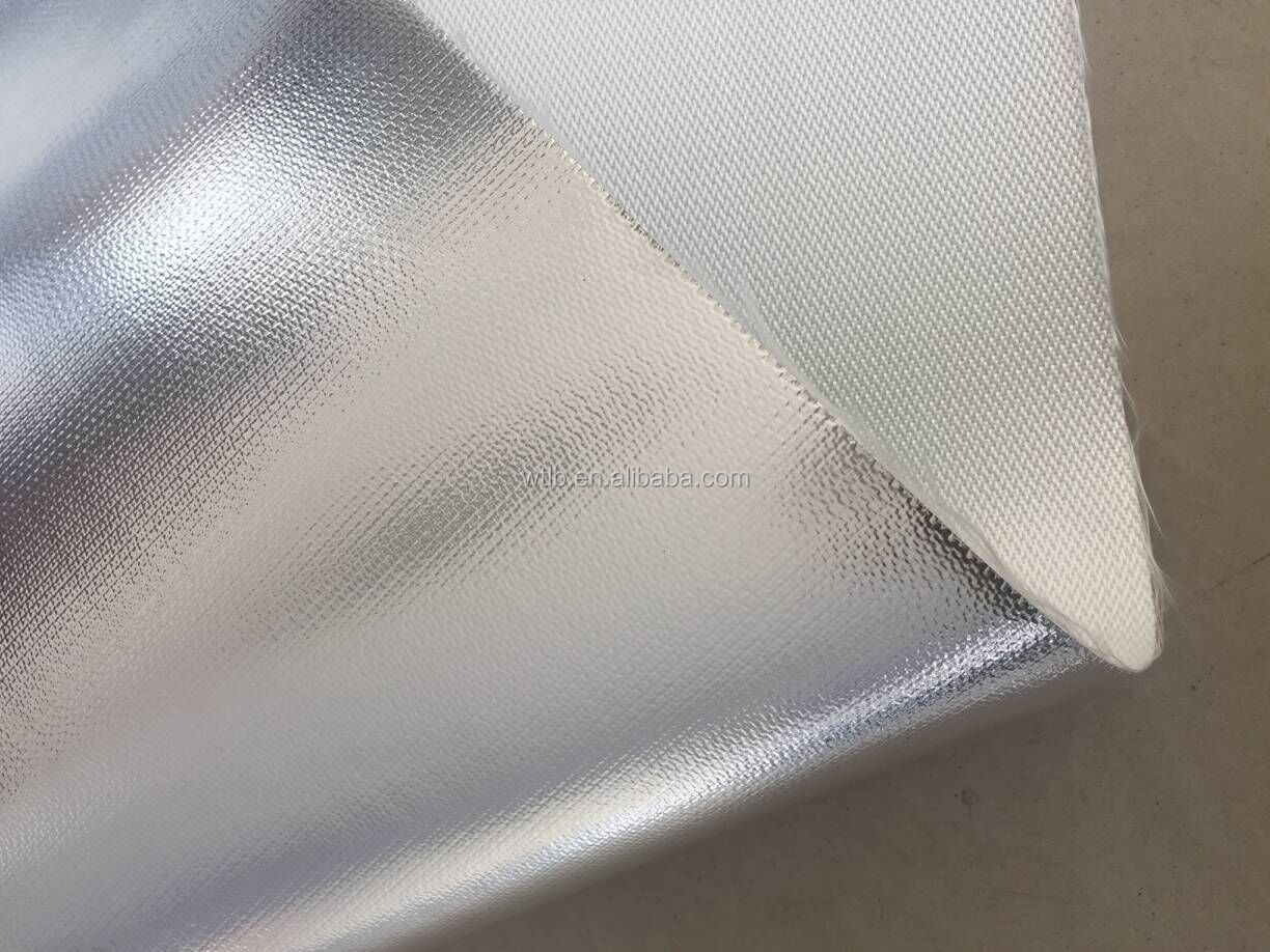 Aluminum Coated Fiberglass Fabric TG 430-AL. Surface density 430 g/m², width 100cm. Price per roll (30m), VAT incl.