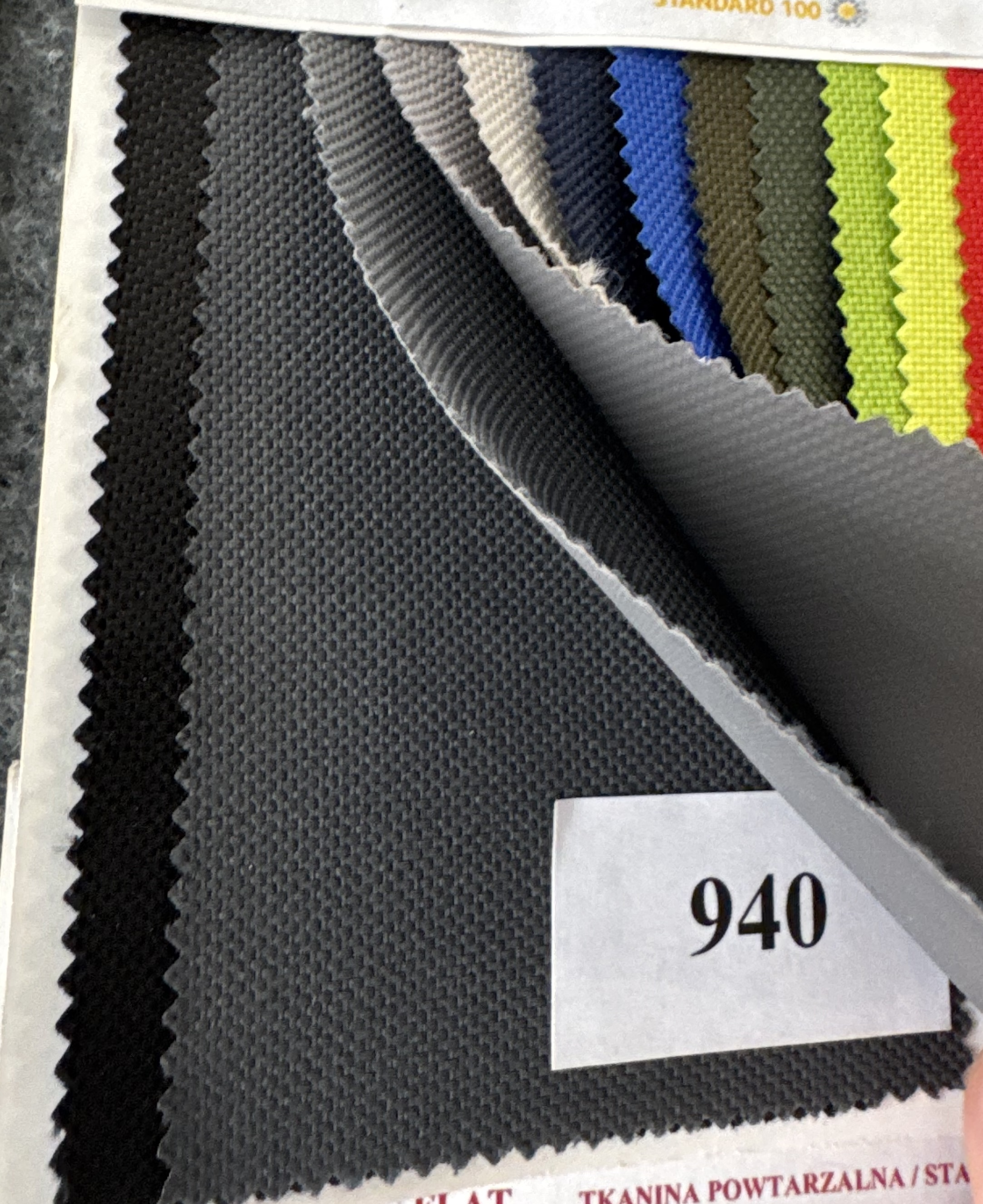 Kodura Fabric, 600Dx300D PVC, 940, weight 350g/m², width 150cm. Price per roll 50m, VAT incl.