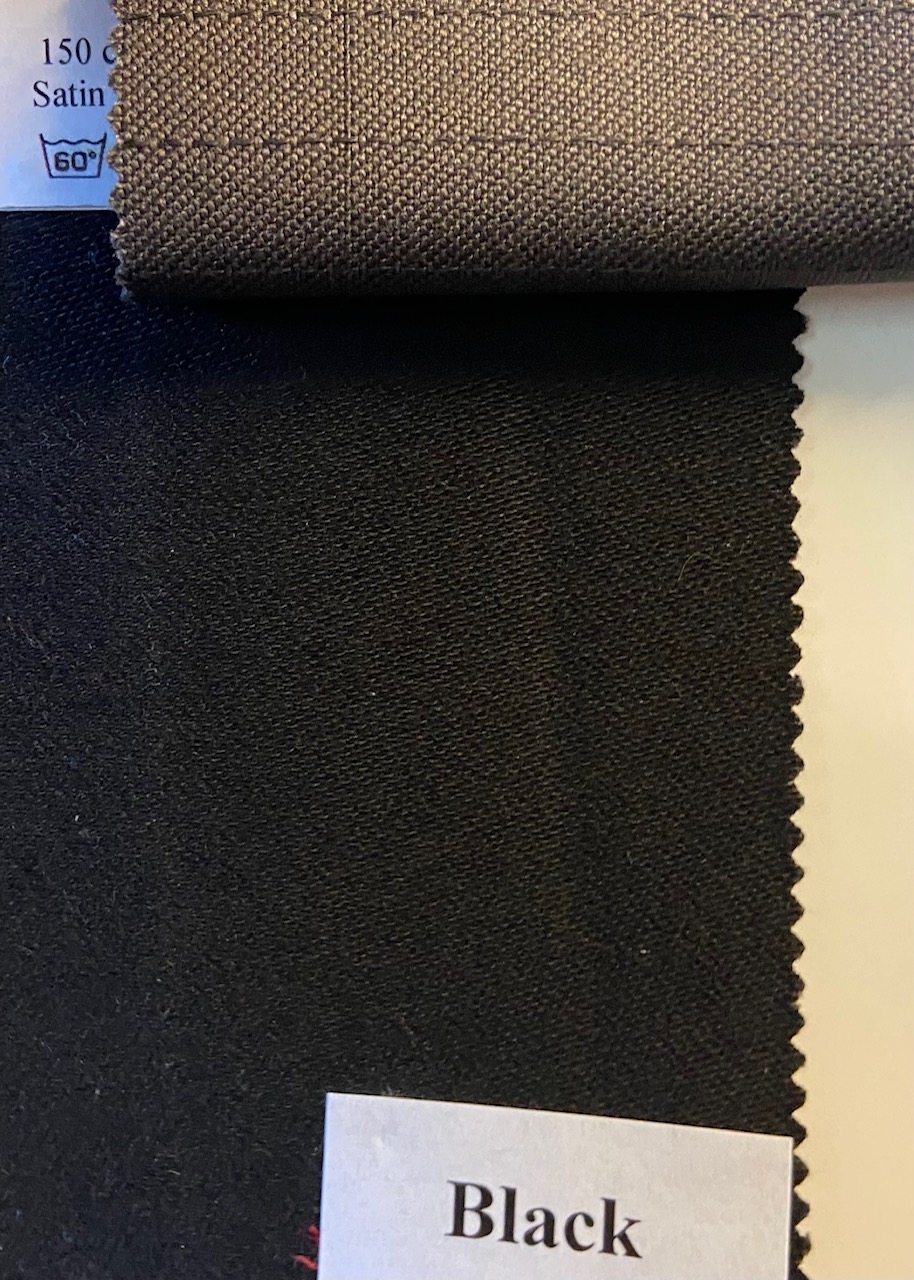Flame retardant, Antistatic Fabric, Black. Weight 350g/m², width 150cm. Price per running meter, 21% VAT incl.
