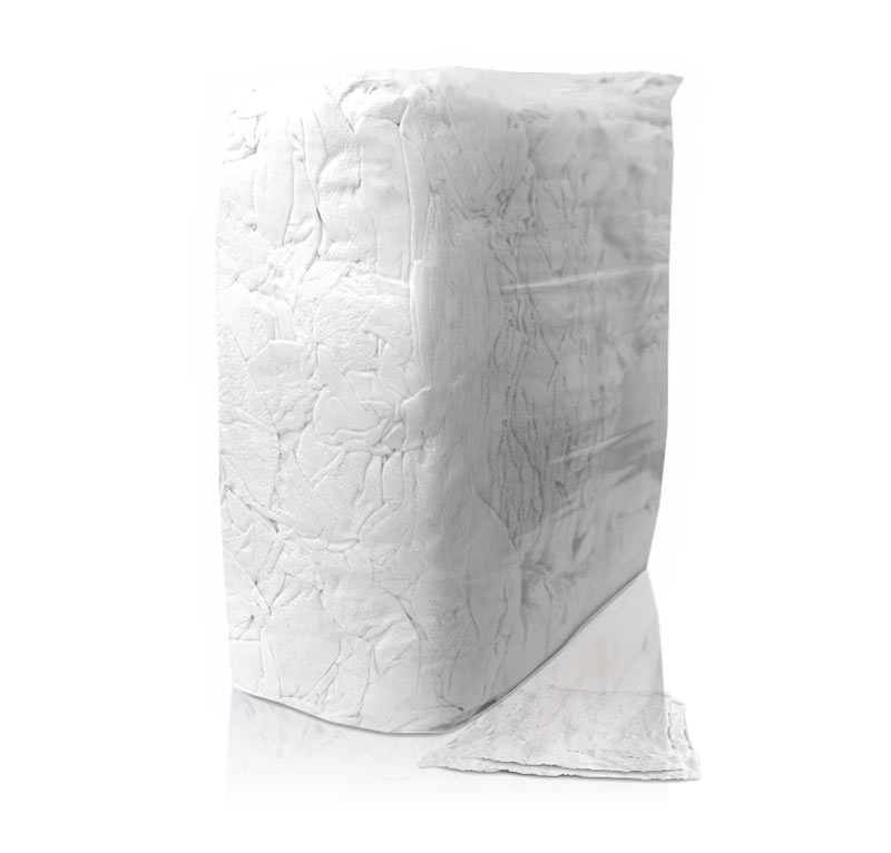 Baltas kokvilnas trikotāžas lupatas (5kg), art. SKO4. Cena norādīta ar PVN (21%) par gab -5kg. Minimālais pasūtījums 1 palete (72 gab.)